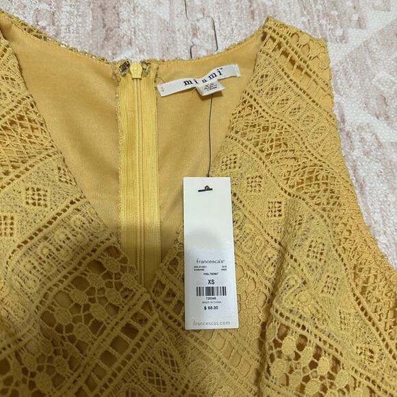 Francesca’s Dress New Size XS Yellow Crochet Bright Spring Summer Coquette - Picture 7 of 13